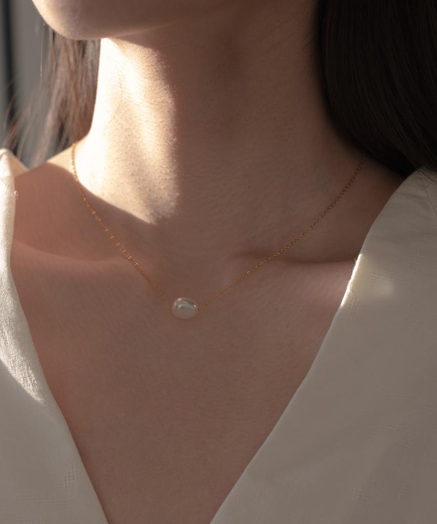 Novice Tokyo Single Baroque Pearl Necklace [Stainless] / Gold