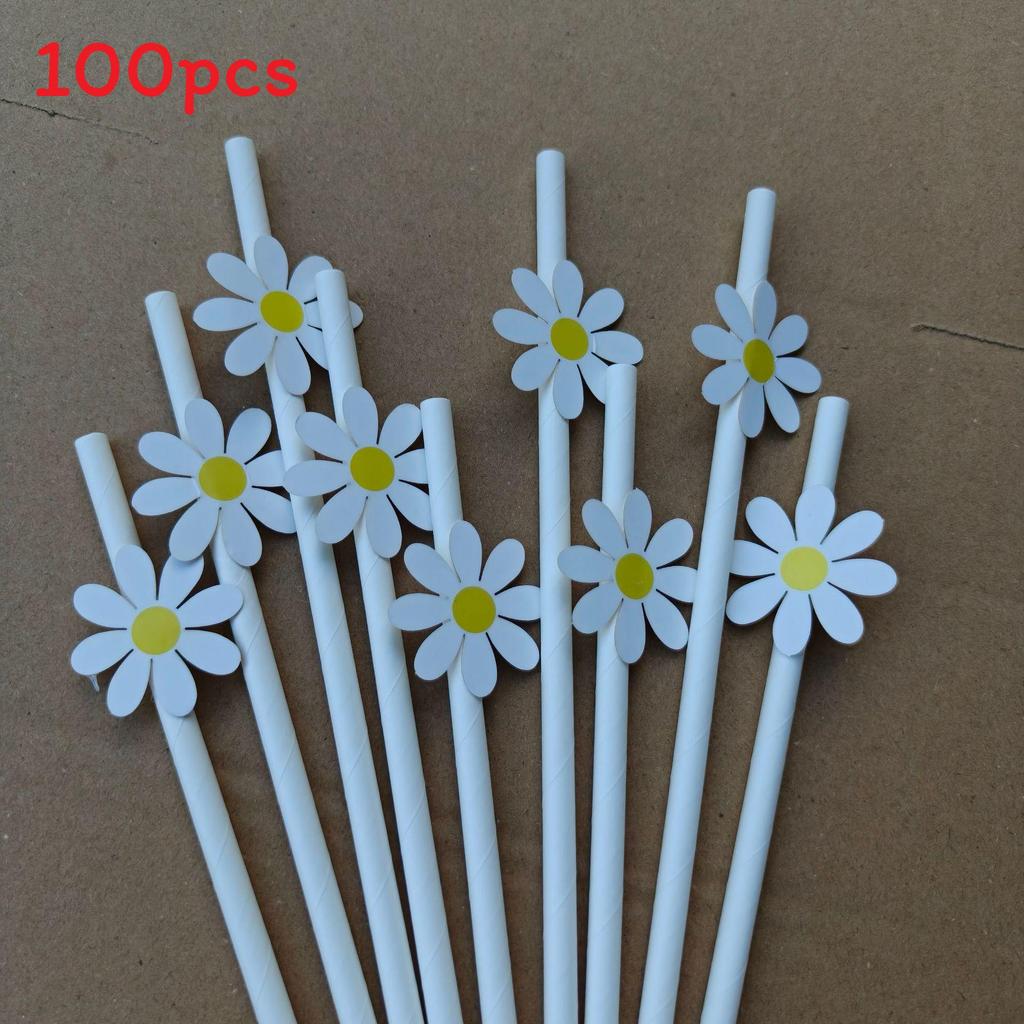 Daisy Small Flower Sunflower Paper Drinking Straws For Party Decorations And Cocktails