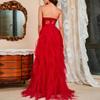 Women's Fashion Color Lace Mesh Sheath Sexy Evening Dress