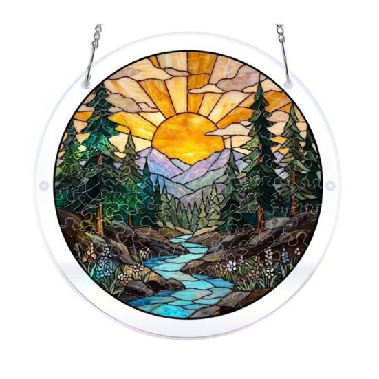 

Acrylic Puzzle Suncatcher Stained Glass Effect Window Hanging Ornament DIY Art Puzzle Sun Catcher Kit for Home Garden Decor Size#43