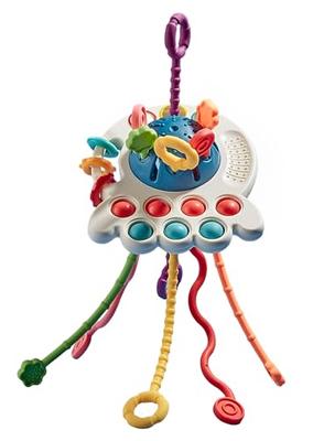 [Recommended by Educational Professionals] Baby Toy for 0 Years Old, Silicone String Toy for Strollers [Encourages Pulling, Pushing, Chewing, and Fing