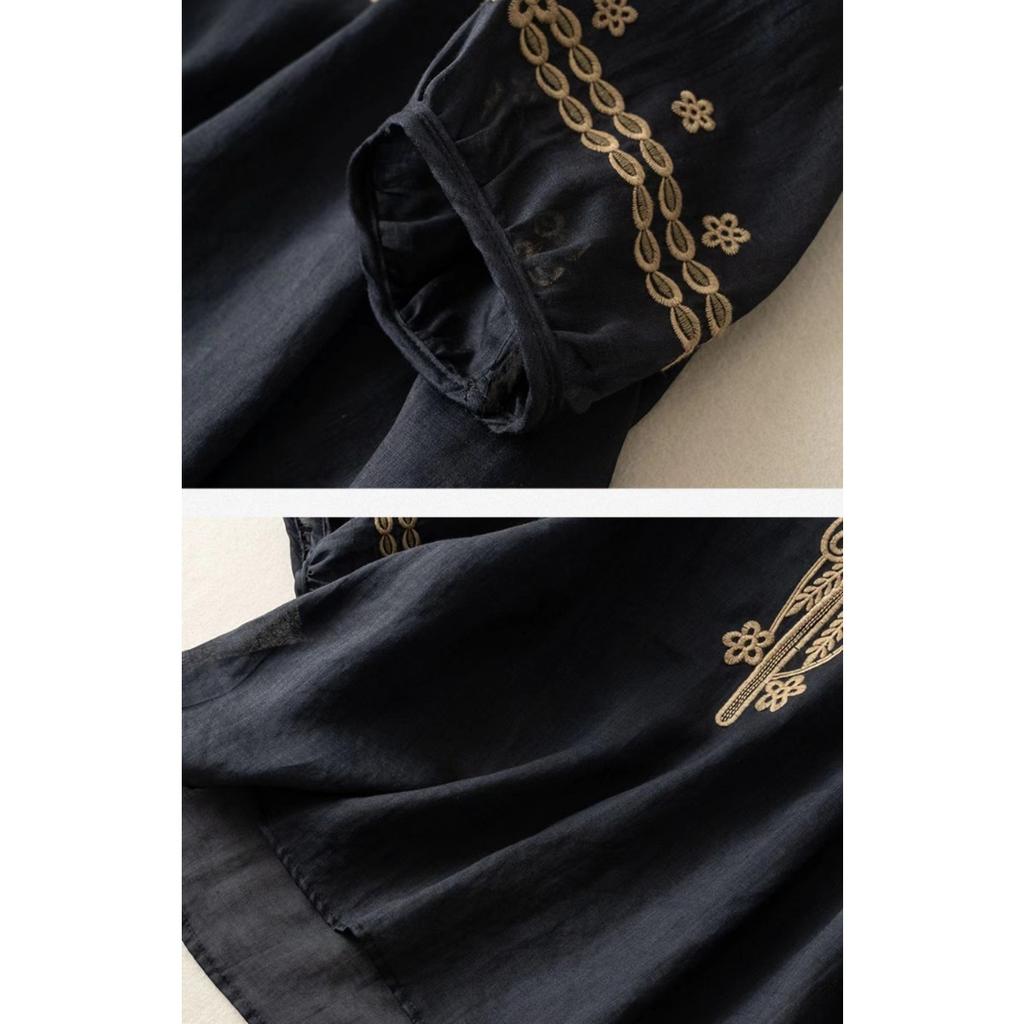 Linen Plus Size Middle-aged Mom Summer Chinese Style Short Sleeved Women's Blouses & Shirts