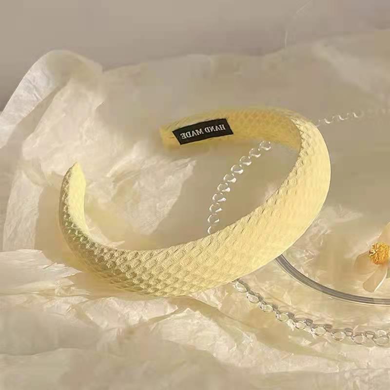Candy Color Waffle Headband: High Crown, Advanced Face Wash Sponge, Wide Edge Hair Hoop for Early Spring.