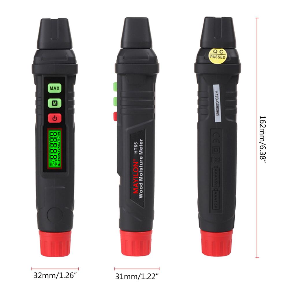 High Sensitivity Wood Moisture Meter Pin-Type Water Leak Detector Digital Moisture Tester with Backlight LCD Display