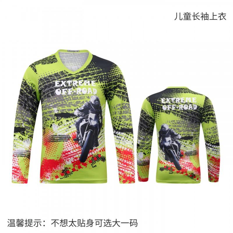 1 Kids Long Sleeve Mountain Bike Cycling Jersey Breathable Quick Dry Outdoor Sports Shirt Downhill BMX Trail Riding
