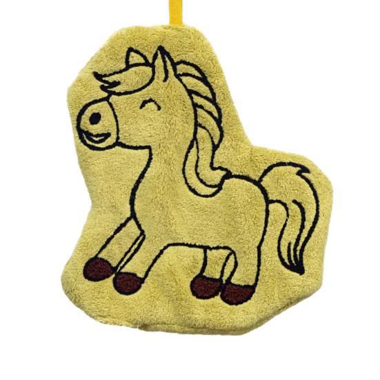 Tecknad Häst Handduk Tvättbar Absorberande Handduk Söt Ponny Handduk med Hängögla för Kök Badrum Heminredning