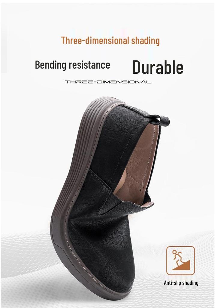 Men's Slip-On Leather Shoes: Sizes 36–48, Soft Sole, Breathable, Hand-Stitched