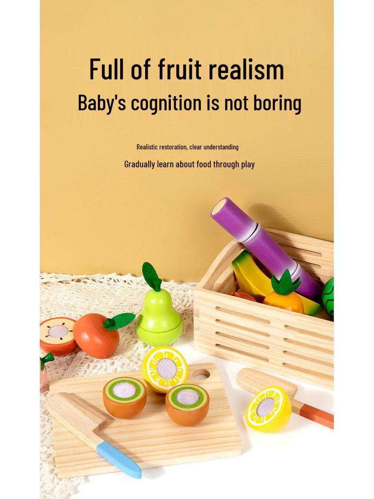 Wooden Fruit Cutting Playset: Hands-on Educational Kitchen Toy for Early Learning