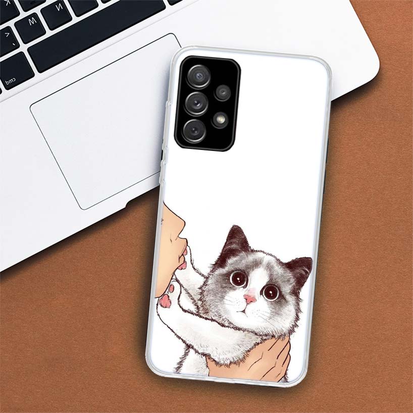 Küss Meine Liebliche Katze Kätzchen Handyhülle Für Samsung Galaxy A53 A52 A73 A72 A12 5G A13 A22 A23 A32 A33 A02S A03S A42 A43 A50S Coque