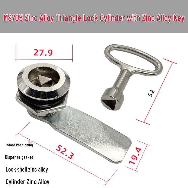 MS705 Triangle Key Cam Lock for Cabinets 1 piece