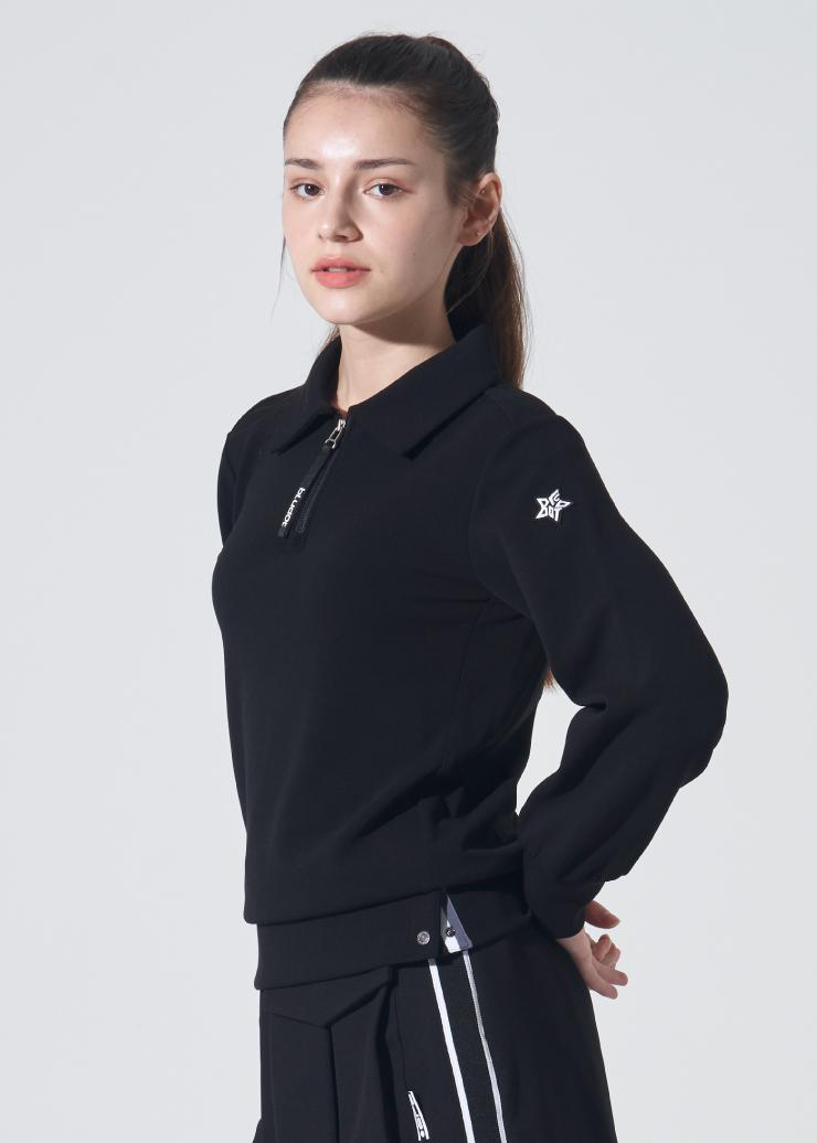 Blue Dot Volume Half-Zip Collared T-Shirt_Bk 85