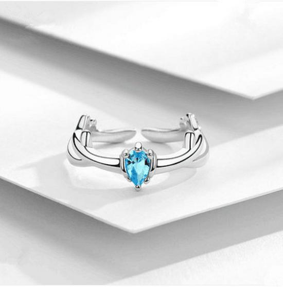 

Winter Blue Crystal Reindeer Antler Ring - Women s Christmas Jewelry White Crystal