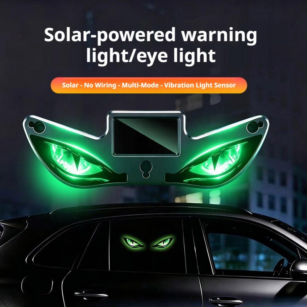 Solar Devil Eyes LED Car Window Light Wireless No Drill Solar Powered Demon Eyes Warning Lights for Cars/ Trucks/SUV/RV/Vans Neon Lights 4
