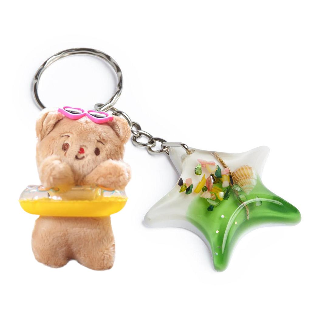 Cute Bear Swimming Ring Charm keyring Plush Keychain Accessory Animal Pendant Key Chain Personalized Bag Accessory