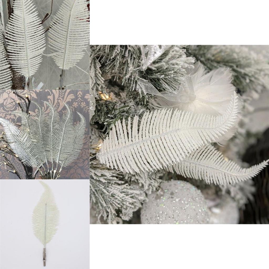 Elegant Clip On Feather Glitter Baubles For Stunning Christmas Tree Decor