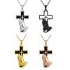 Stainless Steel Pendant Shape Openable Wear-Resistant Commemorative Necklace Praying Hands Design Necklace Pet