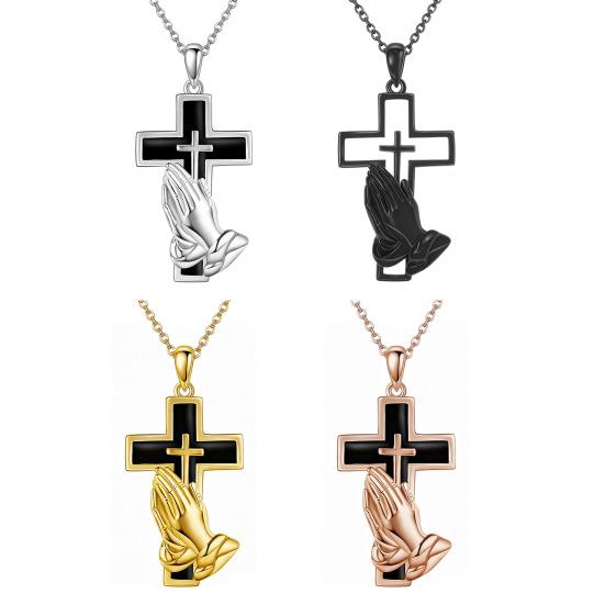 Stainless Steel Pendant Shape Openable Wear-Resistant Commemorative Necklace Praying Hands Design Necklace Pet