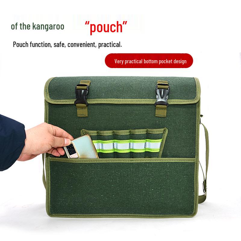 Thickened Canvas Toolkit: Wear-Resistant Carpentry, Tiling & Plumbing Messenger Bag with Multiple Pockets for Electricians.