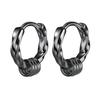 Rockyu Earrings for Stainless Steel Dangling Ring Diamond Twist Birthday Fashion Accessories Men, Hoop, Earrings, Black, Silver, Brand, Shape,