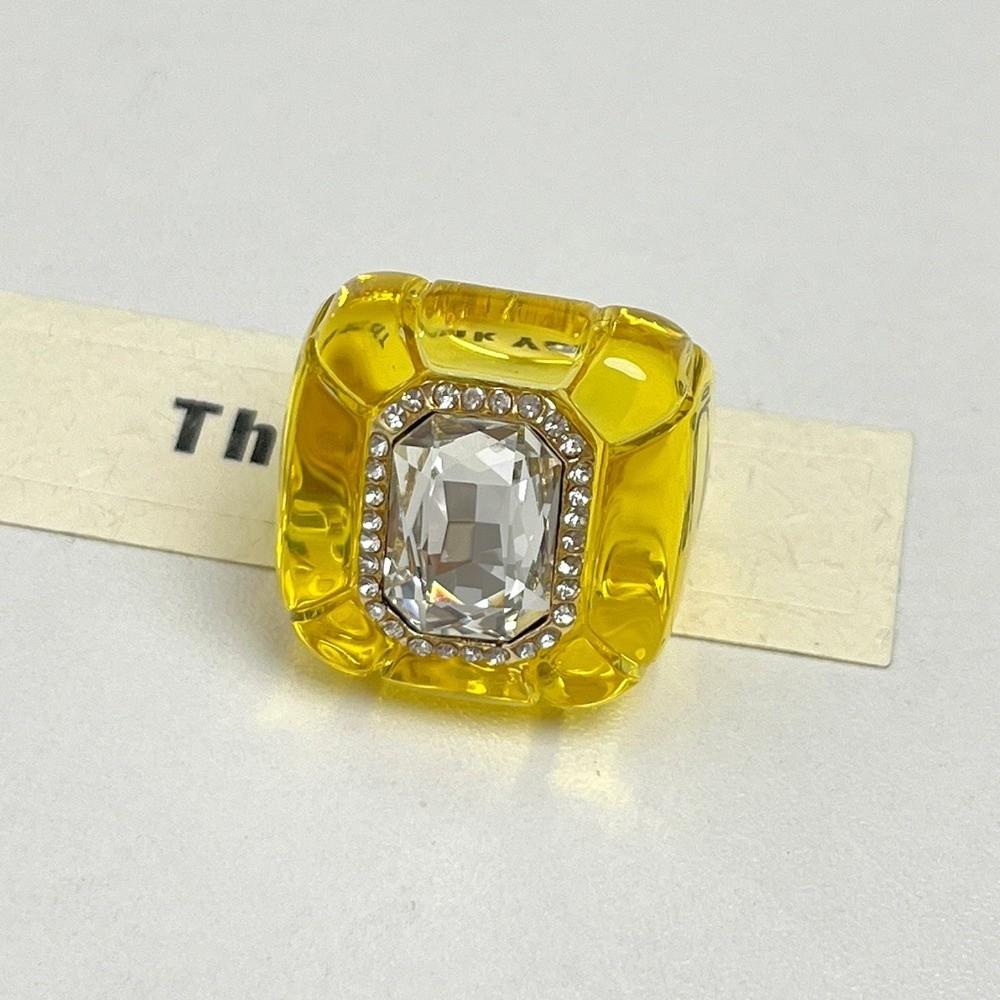 New Colorful Rhinestones Ring Three-dimensional Elegant Jewelry Finger Ring Geometric Square Ring Jewelry Accessories