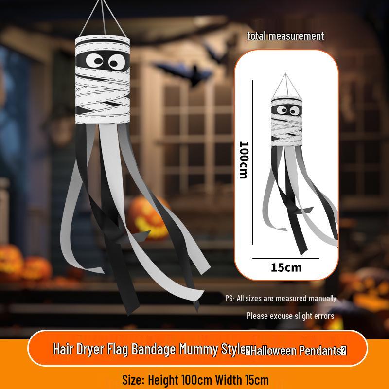 Halloween Outdoor Hanging Decorations: Pumpkin & Ghost Wind Sock Flags