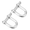 22mm 2PCS Stainless Steel D Ring Shackles Strong Strength Screw Pin Anchor Shackle for Boat