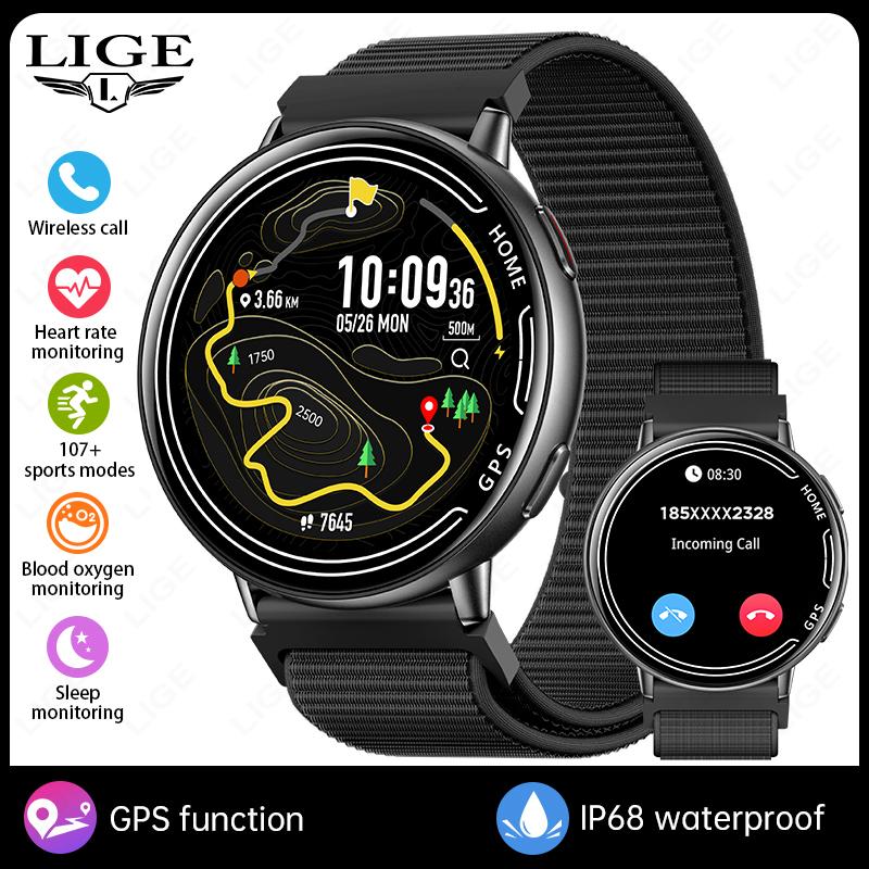 GPS Smart Watch Heart Rate Monitoring Bluetooth Call Outdoor Sports 1ATM Waterproof 1.39 Inch Screen Men Woman Smartwatch