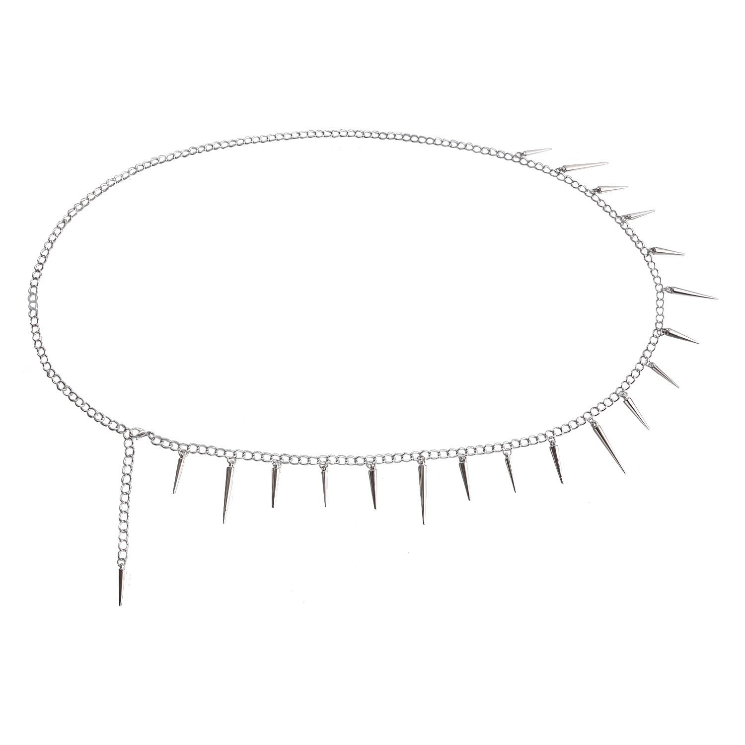 

European and American fashion style, geometric rivets personalized waist chain, light luxury simple pointed cone sexy body chain