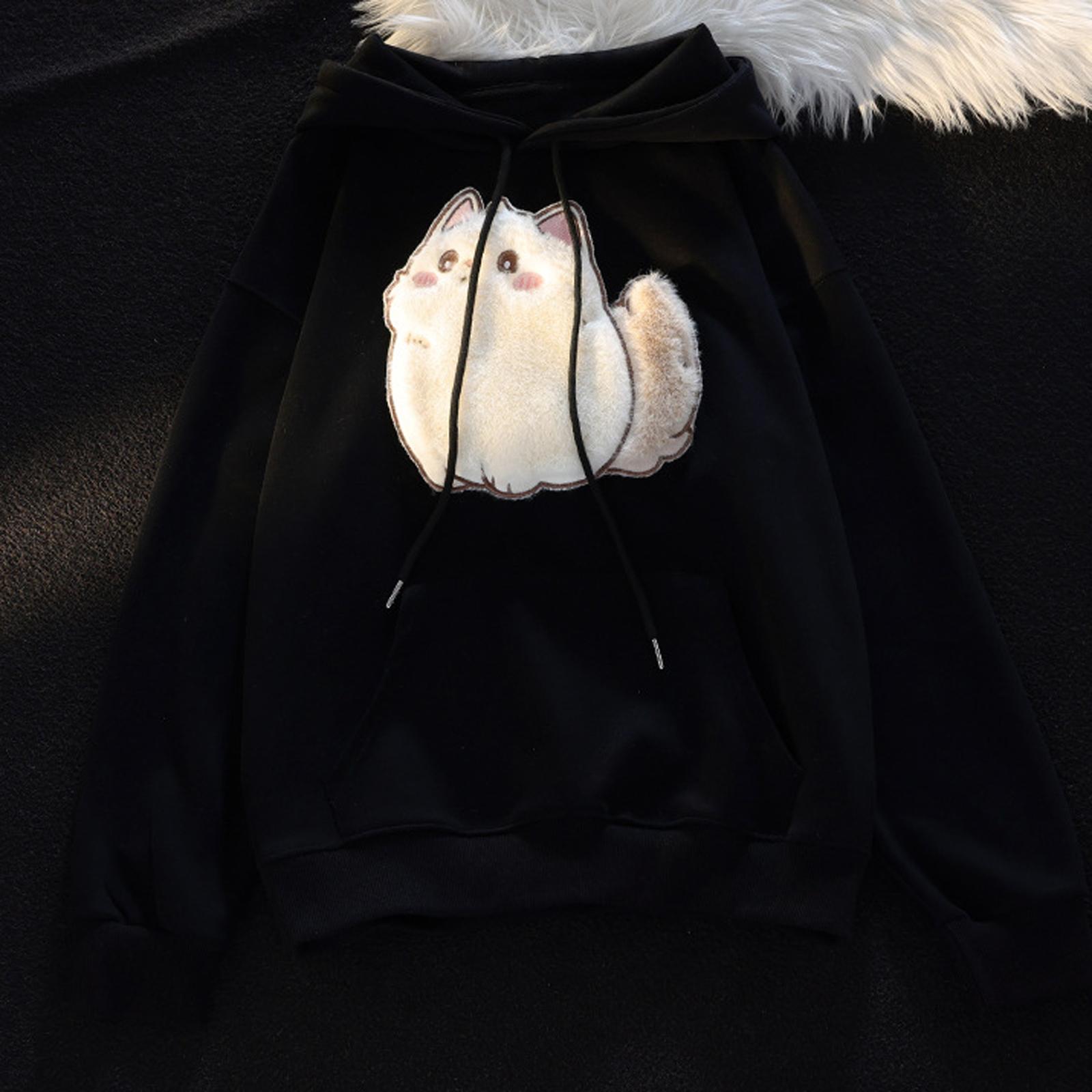 

Ladies Fashion Casual Long Sleeve Round Neck Hoodie Pullover Top With Pockets M