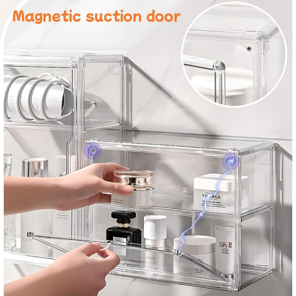 Clear Storage Case, Dustproof Wall Storage Box, Cosmetic Skincare Containers, Cosmetic Display Cases, Layered Makeup Organizer
