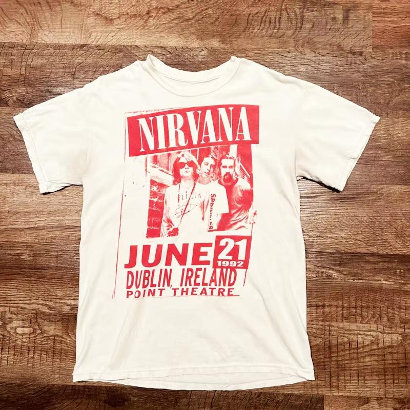 Nirvana Rock Band Portrait Graphic 100 Cotton Unisex Summer Streetwear T-Shirt