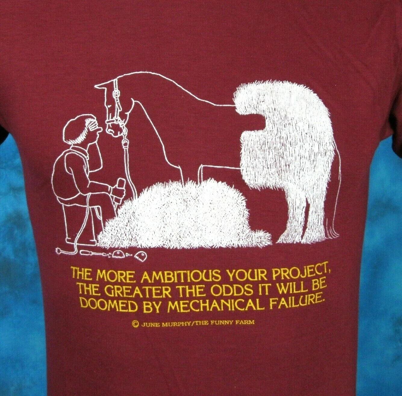 

NOS vintage 80s HORSE HAIRCUT JOKE CARTOON T-Shirt SMALL/MEDIUM single stitch XL