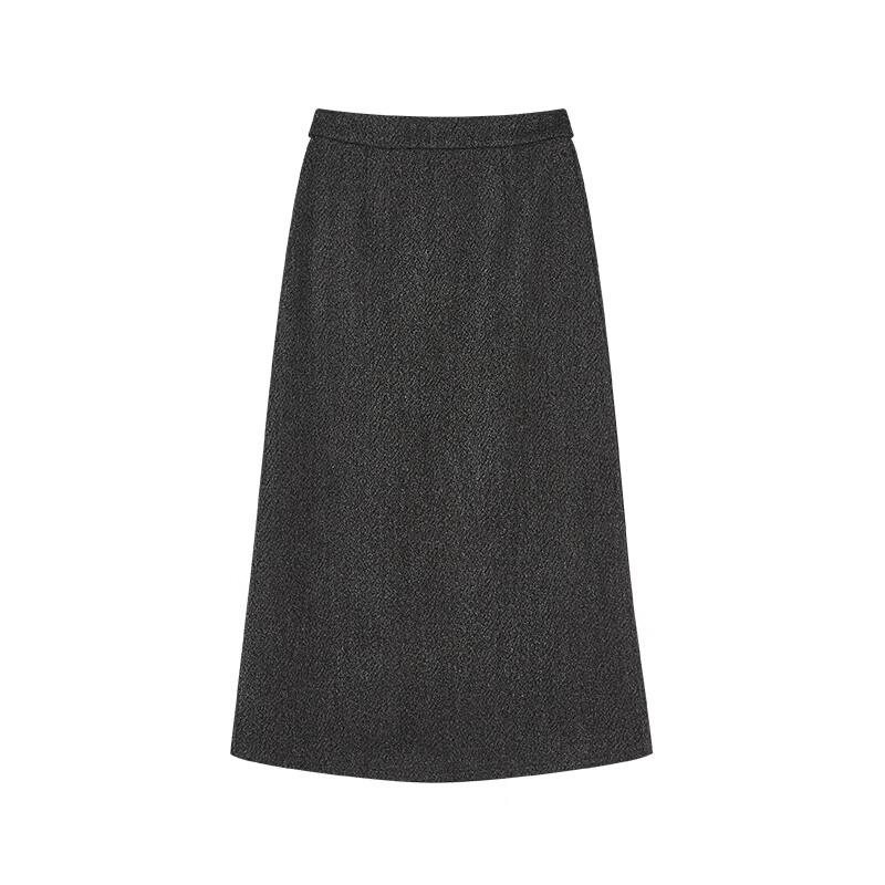 Xiangying Women's Old Money Style Gray Straight Skirt