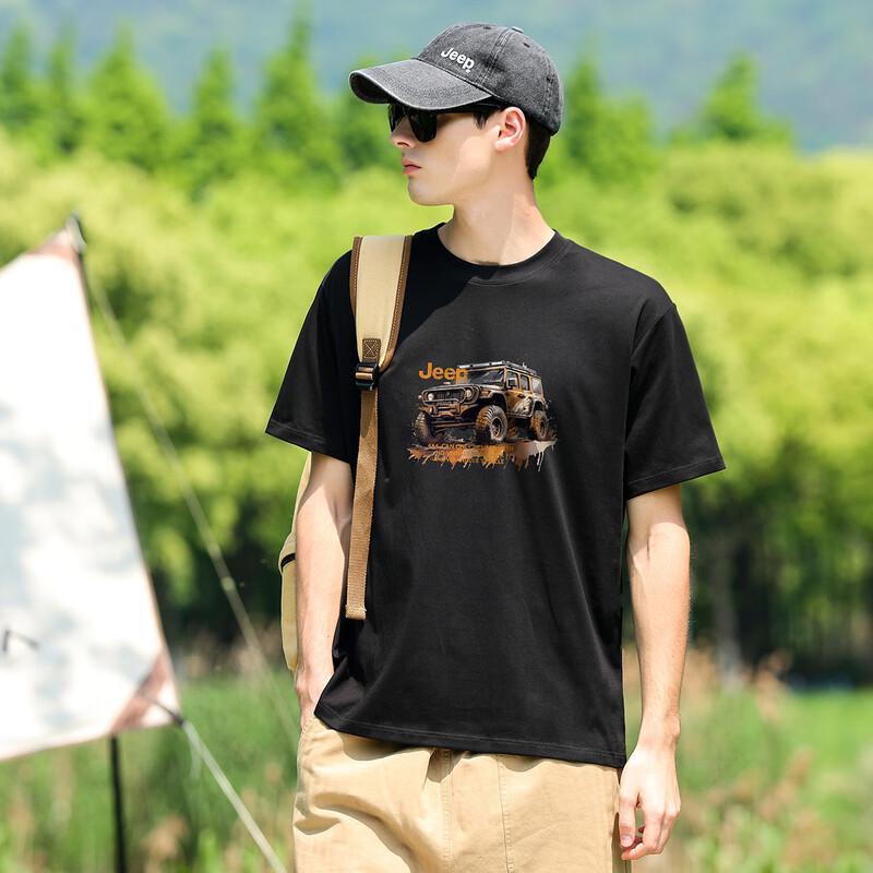 JEEP Men's 100% Cotton Round Neck Short Sleeve T-Shirt