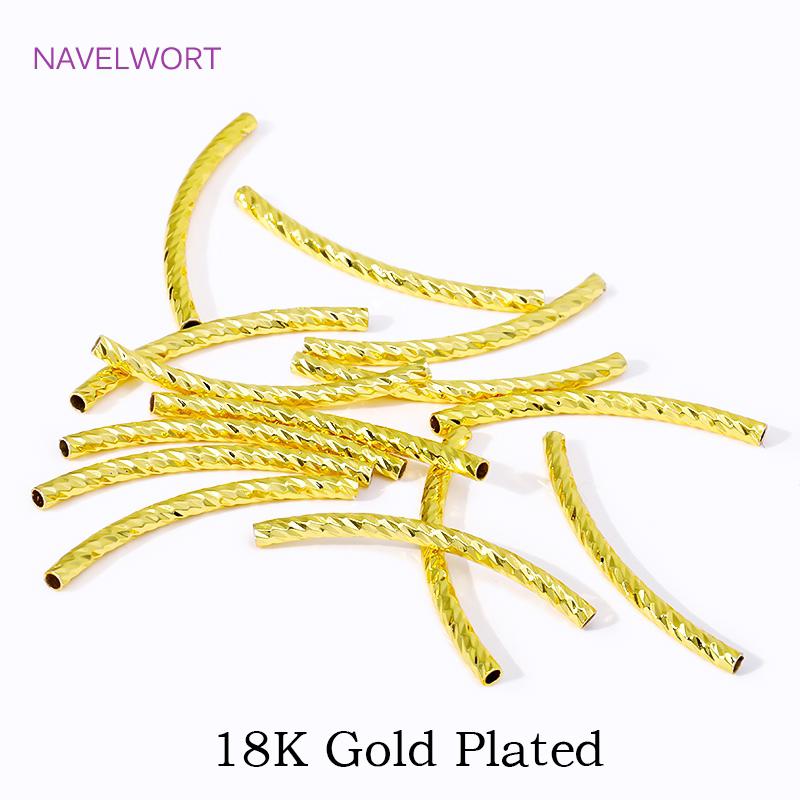 

Multi-size Texture Tube Beads 18K Gold Plated Brass Long Curved Tube Beads For Jewelry Making DIY Beaded Jewelry Accessories 1.5mmx20mm-20pcs