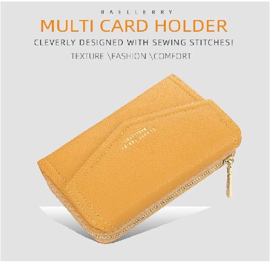 Women'S Wallet Fashion Lychee Grain PU Leather Women'S Zipper Buckle Horizontal Coin Purse Multi Card Bag