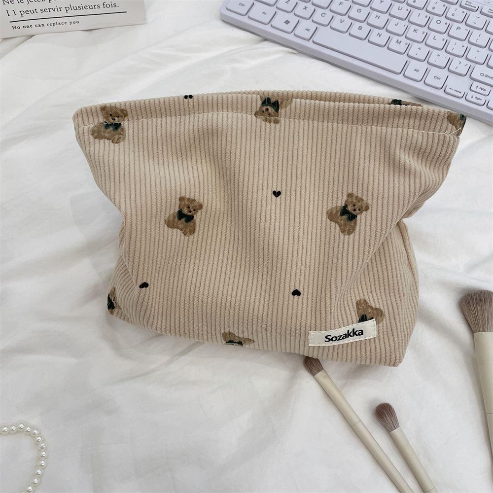 Autumn/Winter Cute Bear Corduroy Cosmetic & Handbag Storage