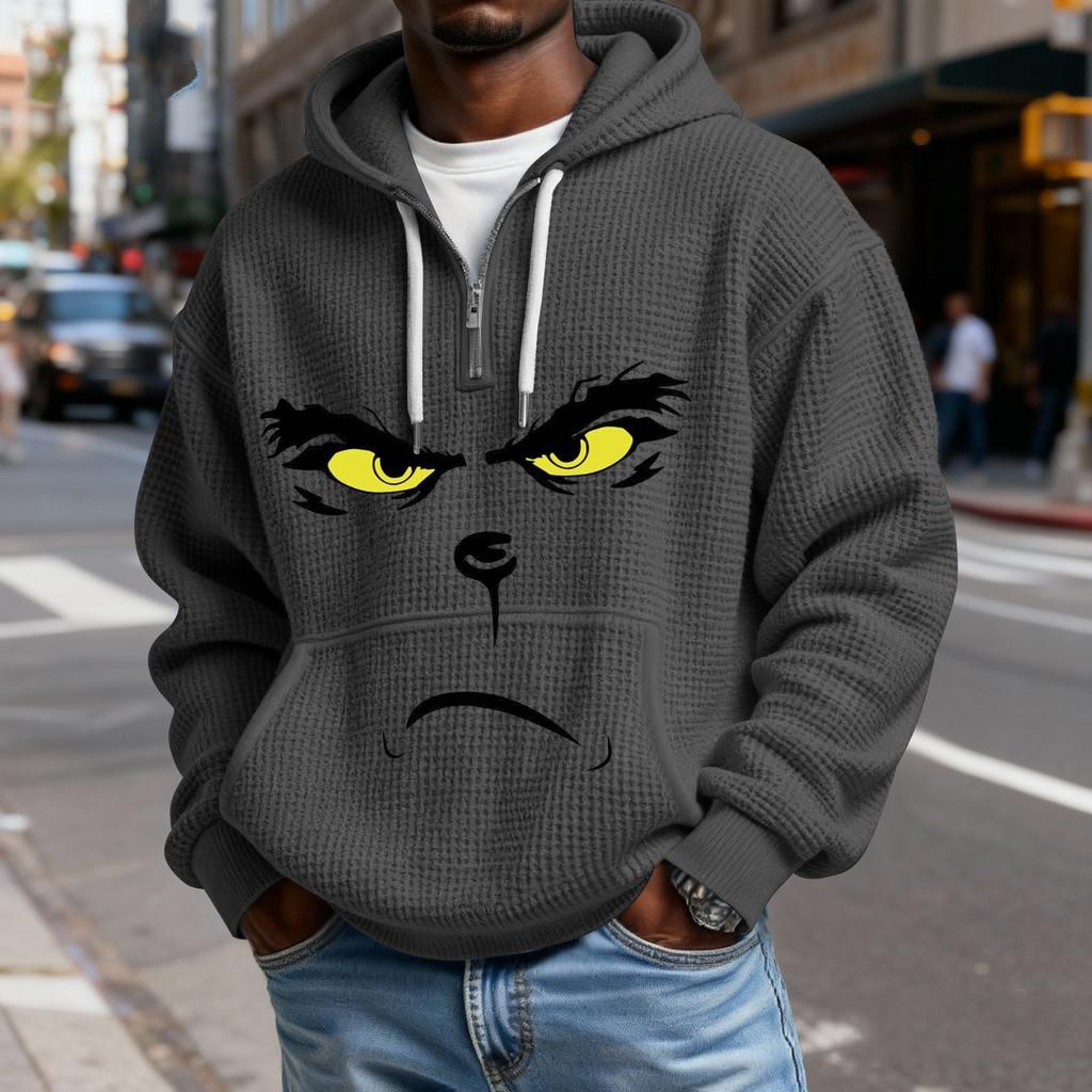 Mokaloha Men's Casual Solid Color  Zipper Long Sleeve Hooded Sweatshirt, Everyday Zipper Casual Long Sleeve T-Shirt