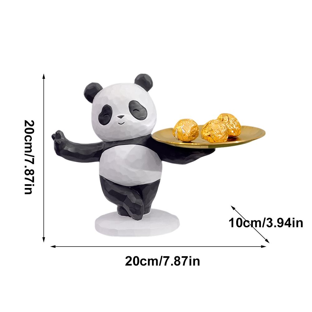 Decorative Panda Statue Creative Animal Sculpture Storage Tray Panda Model Holding Tray for Living Room Hallway Home Decoration