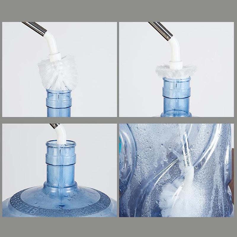 Long Bottle Brush Bottle Cleaner Brush Nylon Bristles Stainless Steel Handle Bendable Brush Head Bottle Cleaning Brush