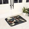 1pc Metallic Koi Fish Bath Mat - Lightweight Machine-Washable Polyester Blend, Non-Slip Rubber Backing, Elegant Black Background
