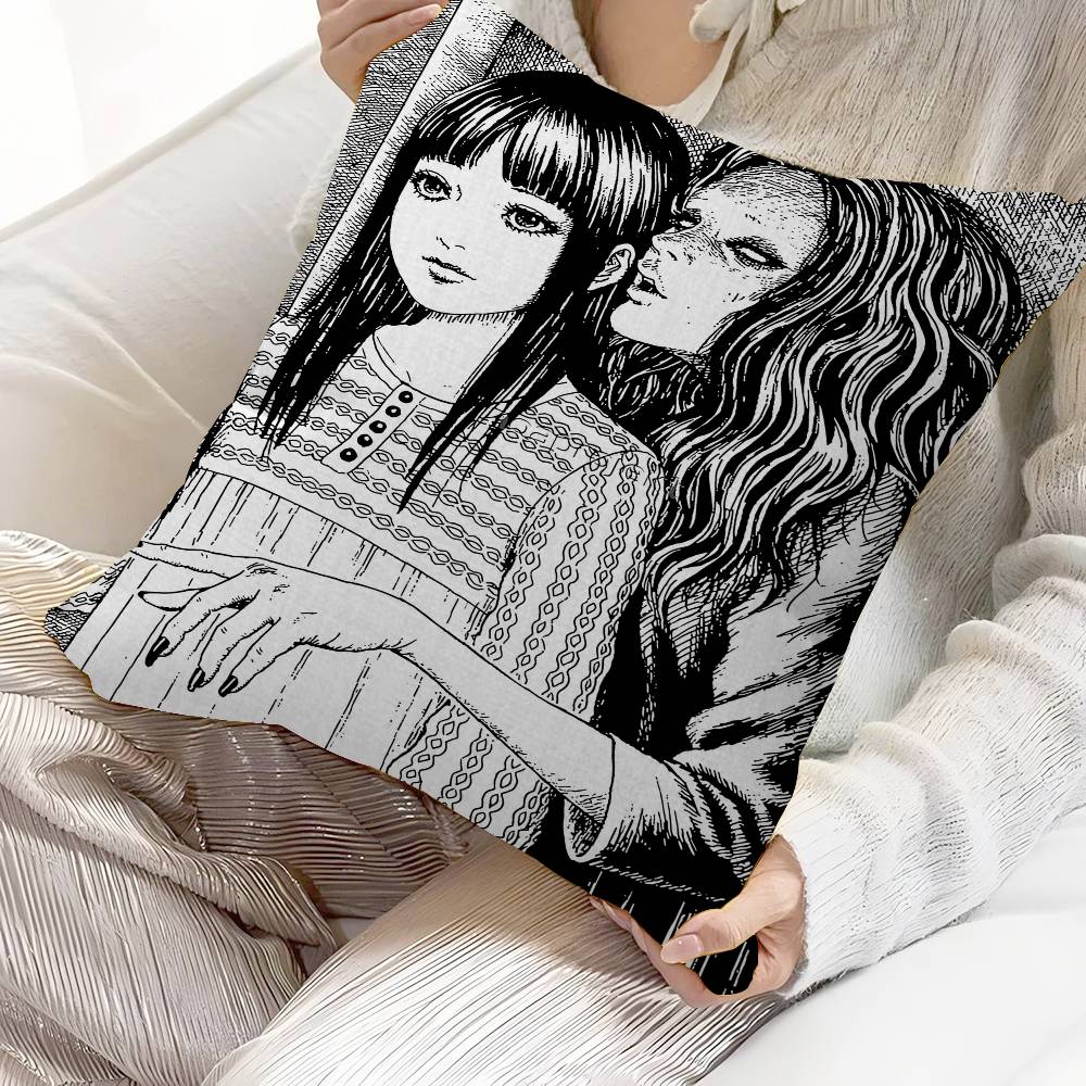 Junji Ito Tomie Retro Personalized Pillow Cover Kids Bedroom Wild Party Decor Pillowcase Kid Birthday Shower Gift