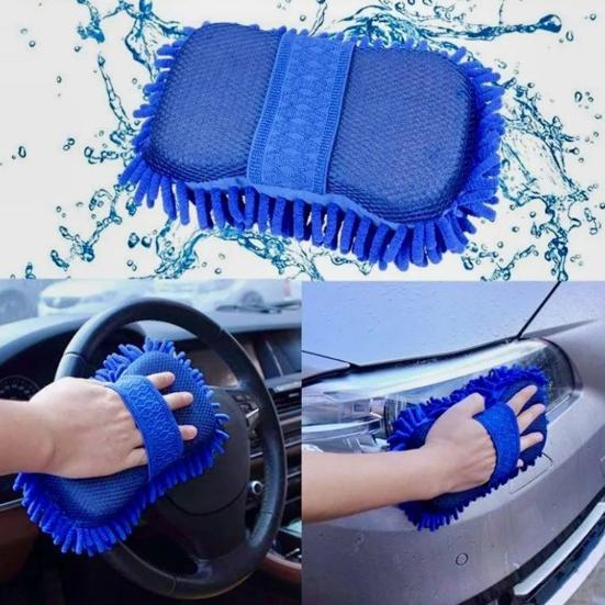 Car Cleaning Glove Microfiber Chenille Soft Coral Sponge Super Absorbent