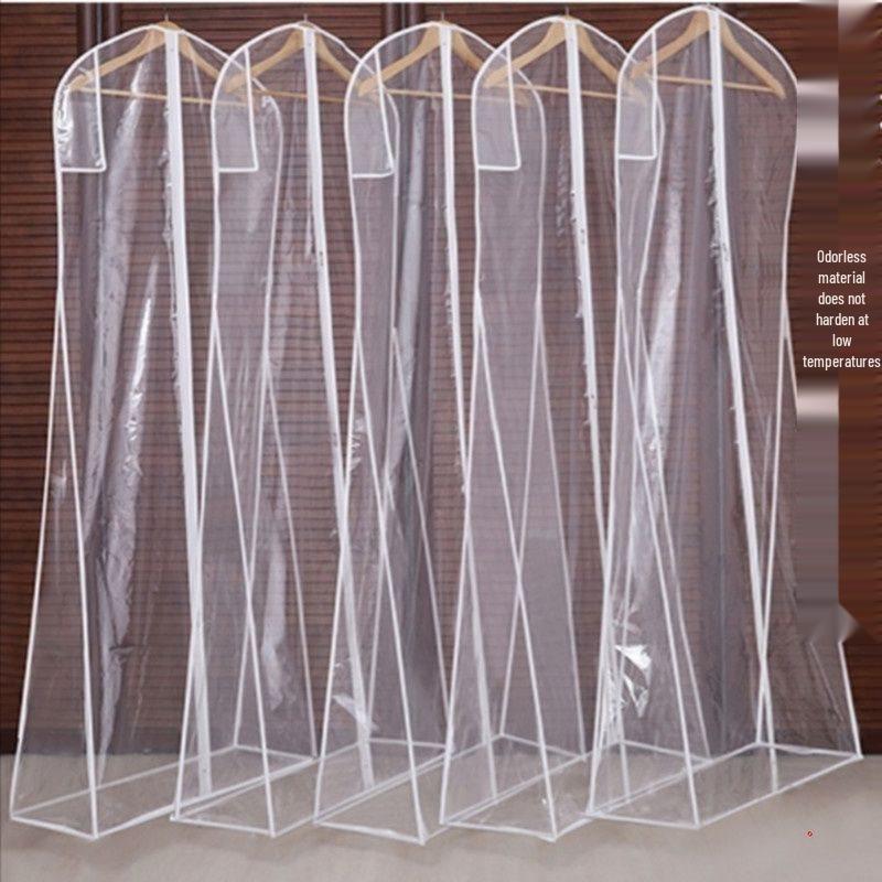 Extra Long Double-Layer Wedding Dress Dust Cover - Large Transparent Hanging Storage Bag