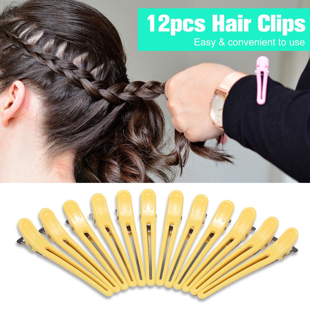 12pcs Hair Grip Clips Hairdressing Sectioning Cutting Clamps Plastic Salon Styling Hair Grip Clips