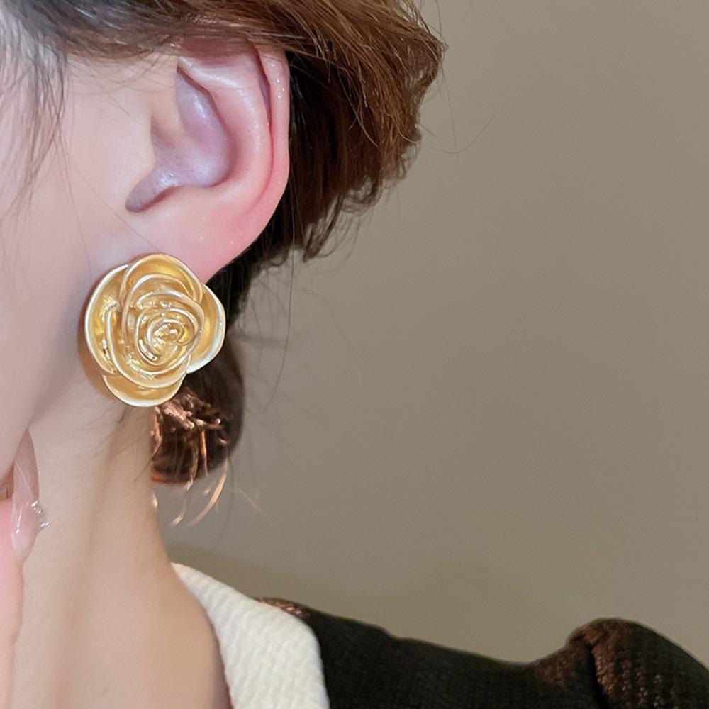 

Fashion Jewelry Metal Flower Earrings Metal Flower Big Flower Earrings Party розы красного