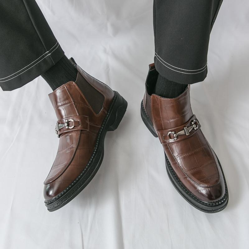 British Style Casual Leather Chelsea Boots Mens2024 New Comfy Flat Designer Business Leather Boots Outdoor Office Shoes