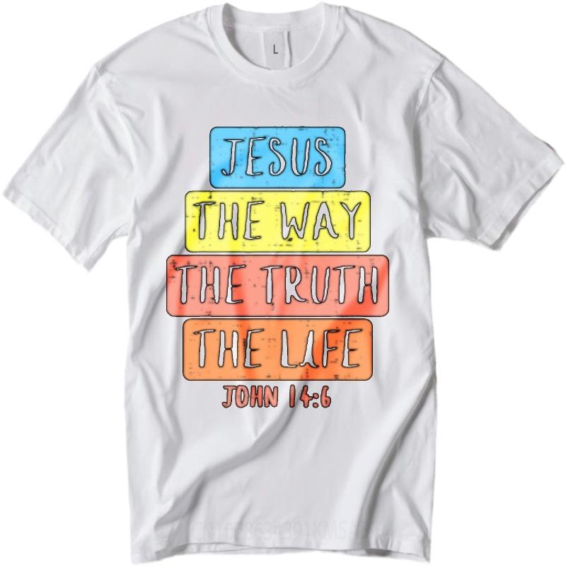 Street Wear Teenagers Teeshirt Summer Tshirt Streetwear Jesus The Way The Truth The Life John 146 Minimalist Male Teeshirt