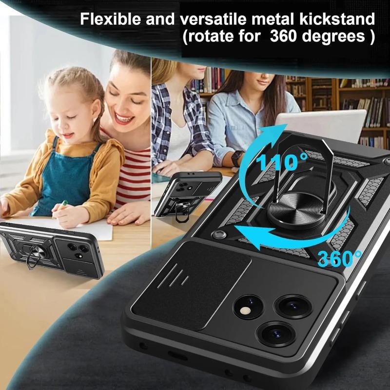 Slide Lens Cover for Realme GT 7T GT7 G Magnetic Ring Stand Holder Shockproof Armor Protection Phone Back Case for Realme GT7T