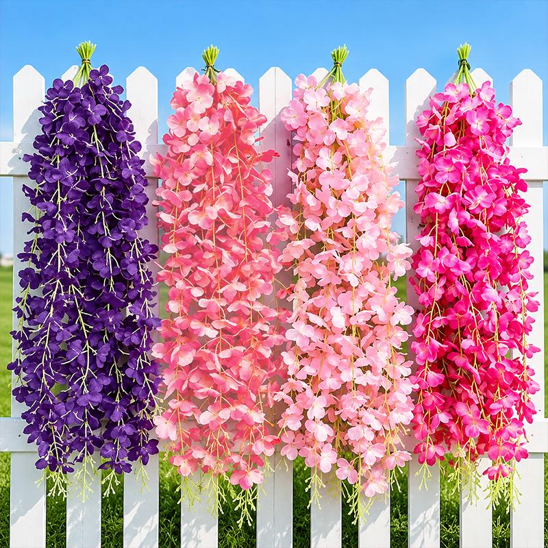 50Cm Artificial Wisteria Vine Hanging Flower Silk Floral Garland Wedding Home Ceiling Decoration Indoor Decorative Plastic Plant